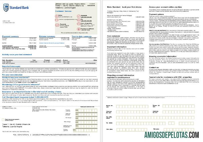 Extrato de hipoteca do USA Standard Bank em formatos Word e PDF, 2 páginas modelo